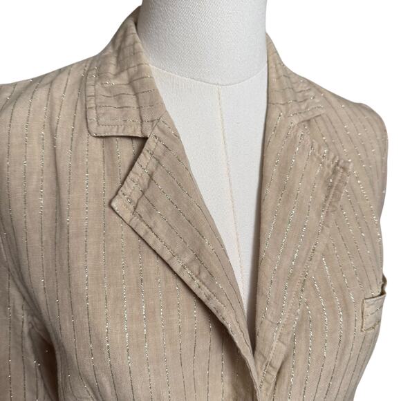 120% Lino Made in Italy Jacket Blazer Size 42 EU Long Sleeves One Button Closure - Picture 6 of 10
